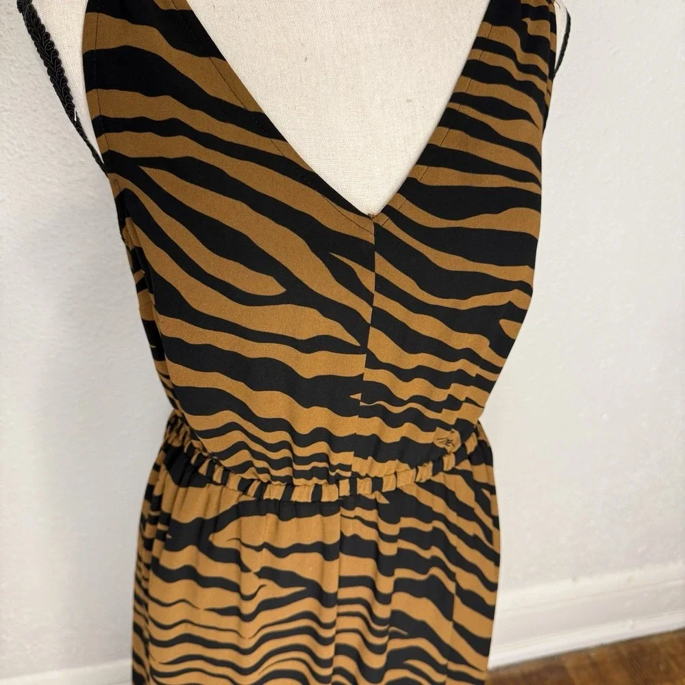 Michael Kors Women's Tiger Strip Summer Dress Size Xs Black Brown‎